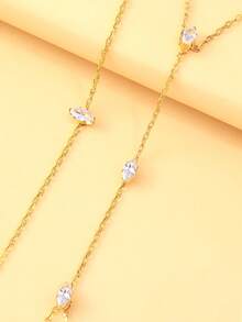 2pcs Rhinestone Multi-Layer Finger Chain Bracelet, Women's Daily Party Hand Chain, Personalized Minimalist Women's Accessory - Gold - View 3