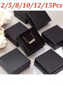 2/5/8/10/12/15pcs-Jewelry Box, Diamond Pattern Jewelry Packaging Box, Silver Necklace Box, Ring Earring Storage Box - Gift Boxes - View 2