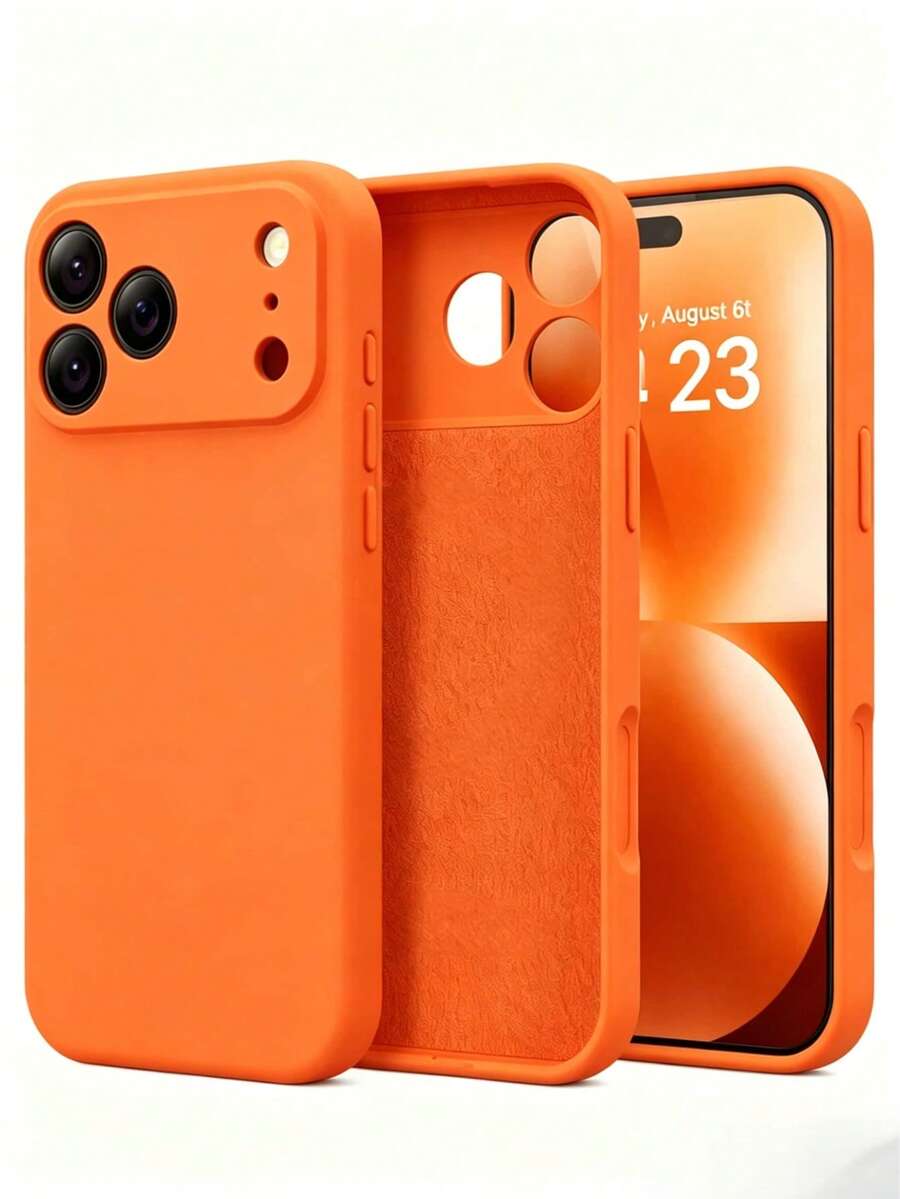 極簡時尚純色矽膠 & TPU 手機殼，橘色，適用於 Apple 17 Pro Max/17 Pro/17 Air/17/16 Pro Max/16 Pro/16/16 Plus/15/15 Pro Max/15 Pro/15Plus/11/12/13/14 Pro Max/12 Pro/12 Pro Max/13 Pro/13 Pro Max/7 Plus/14 Pro/14 Pro Max/14Plus，中性創意軟殼設計，春季禮物