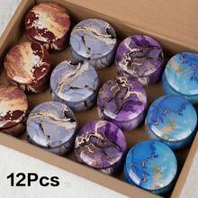 12 buc. cutii metalice pentru lumânări cu model marmorat, 2.5oz, recipiente unice cu capac, din tablă, potrivite pentru lumânări parfumate DIY, expunere aromaterapie, bijuterii, depozitare pe birou, mini plante în ghiveci, decor de petrecere, ideale pentru Halloween și cadouri de sărbători - Model de marmură - Vizualizare 13