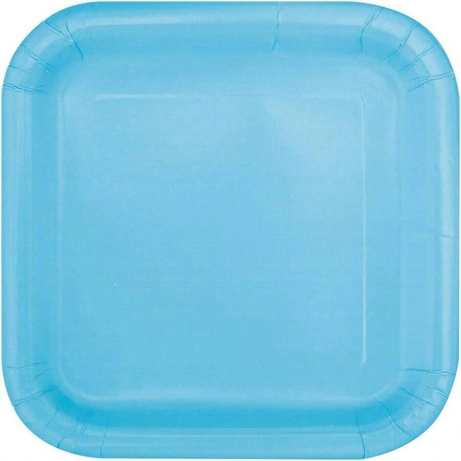 31429 Placas de Papel Cuadrado 23, Color Azul claro, Paquete de 14 - 22,8 cm + Azul claro - Ver 1