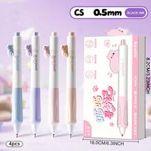 4PCS Cat Theme Retractable Ballpoint Pens;0.5mm Black Quick-Drying Pens, Fashionable Minimalist Neutral Pens, Smooth Writing;Suitable For Diary Writing And Drawing;Best Choice For Writing And Office Use, Suitable For Students, School, Notes, Office Use;Classroom Rewards, Holiday Gifts, School Supplies/Office Supplies - Multicolor - View 12