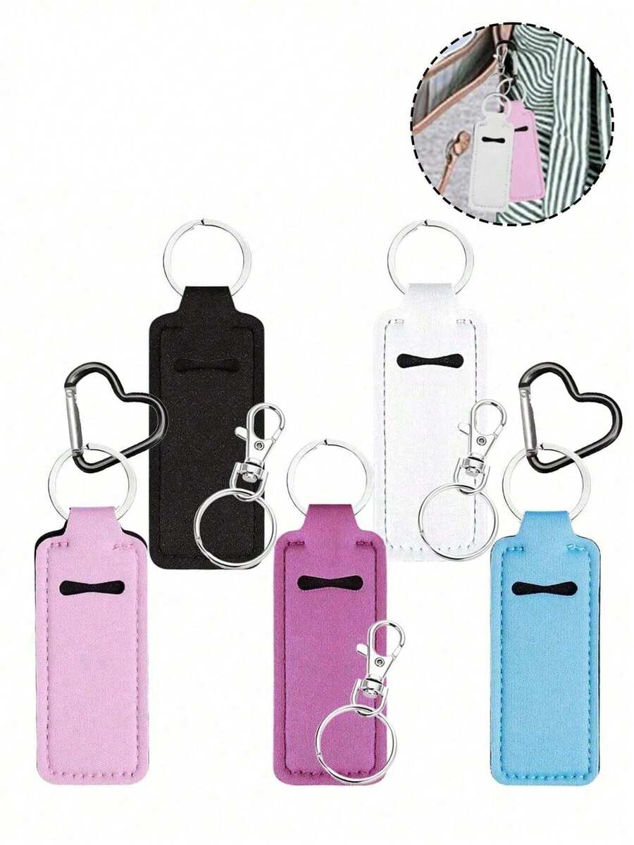 Lipstick Storage Keychain With Clip, Suitable For Women's Winter Gift, Lipstick Cap, Lipstick Bag, Portable Pocket Lipstick Tube Storage Bag, Travel Accessory, Lipstick Cap Keychain, Multifunctional Accessory - Multicolor - View 1