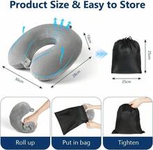 Cuscino da collo portatile, pieghevole e gonfiabile – Supporto universale per il collo per aerei e auto - Grigio Chiaro - Visualizzare 2