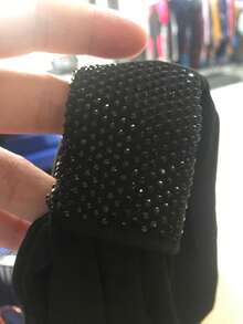 1pc Women's Luxury Knitted Headscarf Hat, Sparkling Rhinestone Headscarf, Elegant Islamic Headwear For Special Occasions - Black Diamond - View 3