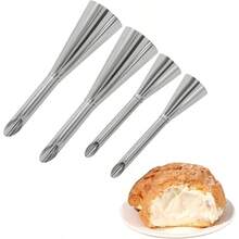 6Pcs Icing Piping Nozzle Tips, 2 Sizes Stainless Steel Long Puff Nozzle Decor Pastry Piping Decorating Tools Cupcakes Filling Donuts Home Desserts - 6mm, 8mm - View 3