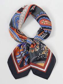 1pc Bandana Print Cashew Pattern Colorblock Versatile Square Scarf Headscarf - Multicolor - View 6