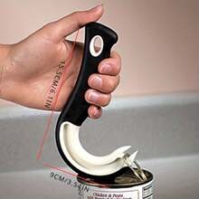 Easy-Grip Hook-Shaped Can Opener - Smooth Edges, Durable Plastic, Compact Design - Essential Kitchen Tool For Home And Parties Kitchen Accessories Kitchen Gadgets And Accessories - Black and White - View 4