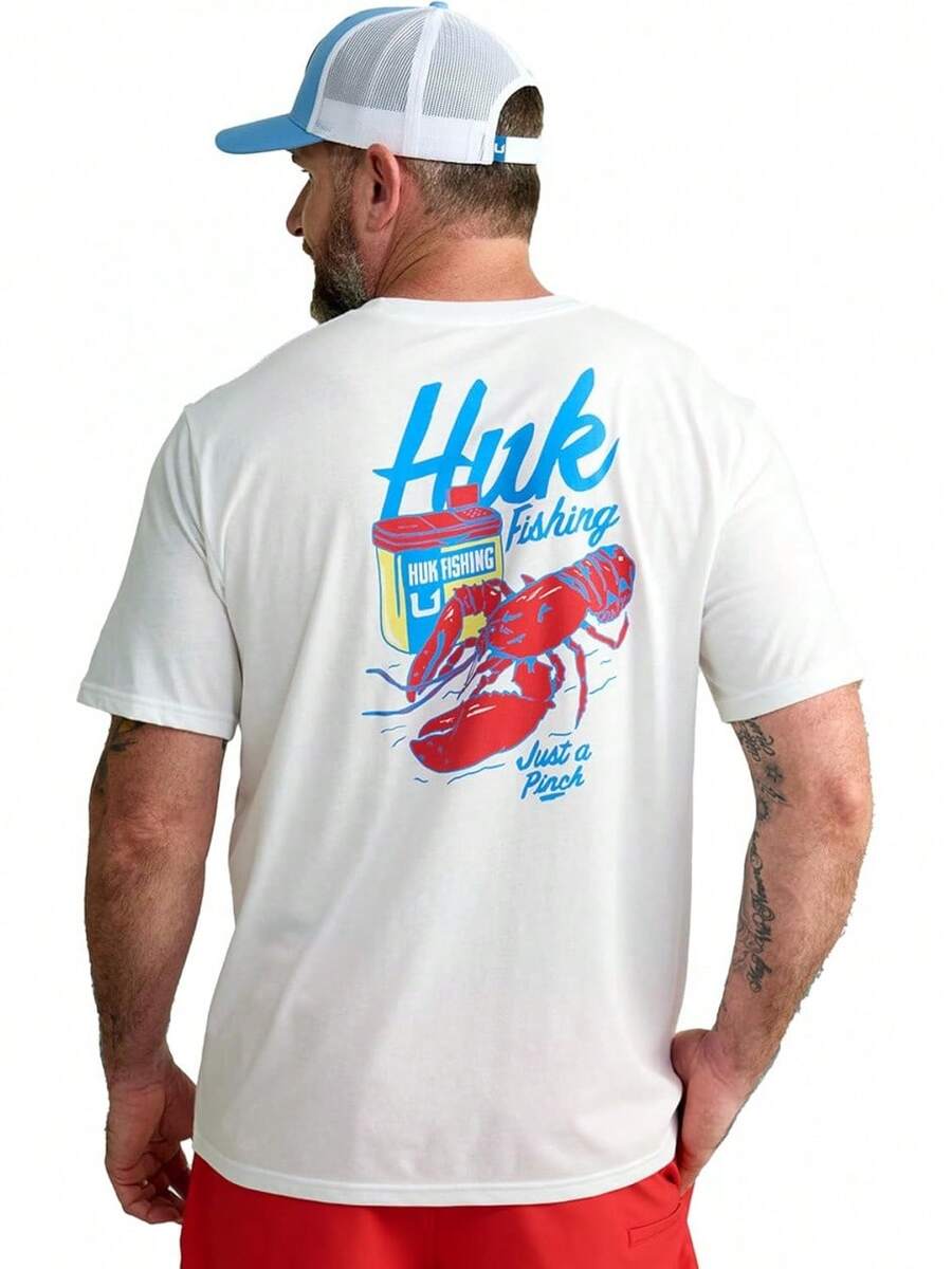 HUK Mens Fishing Graphic Tee, Performance Short Sleeve, Quick-Dry - White - View 1