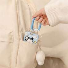 MINISO Sweet Sanrio Pochacco Cinnamonroll 垂直滑動卡套，可愛卡通角色 ID 識別證套，附彈性螺旋圈腕帶掛繩，返校季女學生禮物 - 樣式 3 - 查看 2