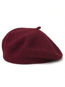 1pc Unisex Retro Solid Color Beret Hat, Suitable For Spring And Autumn, French Vintage Wool Felt Hat, Multiple Colors Available, Fashionable Minimalist Artist Style Hat, Classic Design, Summer, Beach - Multicolor - View 22