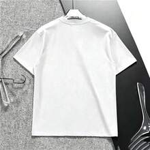 Set de 3 camisetas de manga corta de cuello redondo con estampado gráfico de paisaje sencillo, de estilo casual y versátil para mujer - Blanco - Ver 3