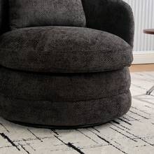 30" Living Room Rotating Decorative Chair(1PC), 360 ° Rotatable Bucket Shaped Sofa Chair, Chenille Armchair,Extra Super Soft Pillows As A Gift,Ergonomic Design,Suitable For Various Scenarios Such As Living Rooms, Bedrooms, Balconies, Etc - 深灰色-可旋轉裝飾椅+抱枕-雪尼爾 - 查看 6