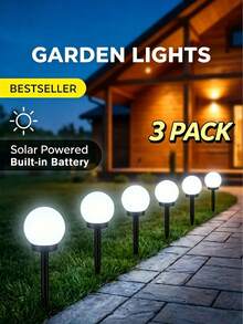 3/6 Pack Waterproof Solar LED Ball Pathway Lights Auto On/Off Outdoor Garden Landscape Lights For Lawn Walkway Yard Patio Holiday Decor - Solar Ground-mounted Lights - View 5
