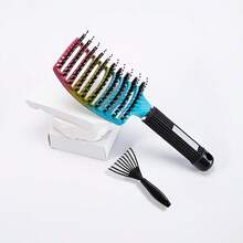 Juego de peine rizador y garra desenredante de doble propósito, diseñado para cabello rizado, diseño rosa colorido, apto para uso en seco y húmedo, el diseño curvo proporciona ventilación y función de masaje - Multicolor - Ver 10