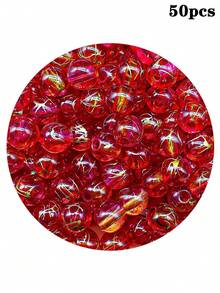 50 piezas de cuentas de 8 mm transparentes con línea dorada cepillada de doble color, accesorios sueltos para hacer joyas DIY, llaveros y cadenas de teléfono - Cuentas de hilo de oro cepillado - Ver 9