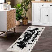 1pc Camping Simple Pattern Print Faux Cashmere Surface TPR Bottom Door Mat, Bathroom Mat, Kitchen Mat, Laundry Room Mat, Holiday Atmosphere Decoration, Home Decor, Party Decoration, Wedding Decoration, Dining & Kitchen Decoration - Multicolor - View 5