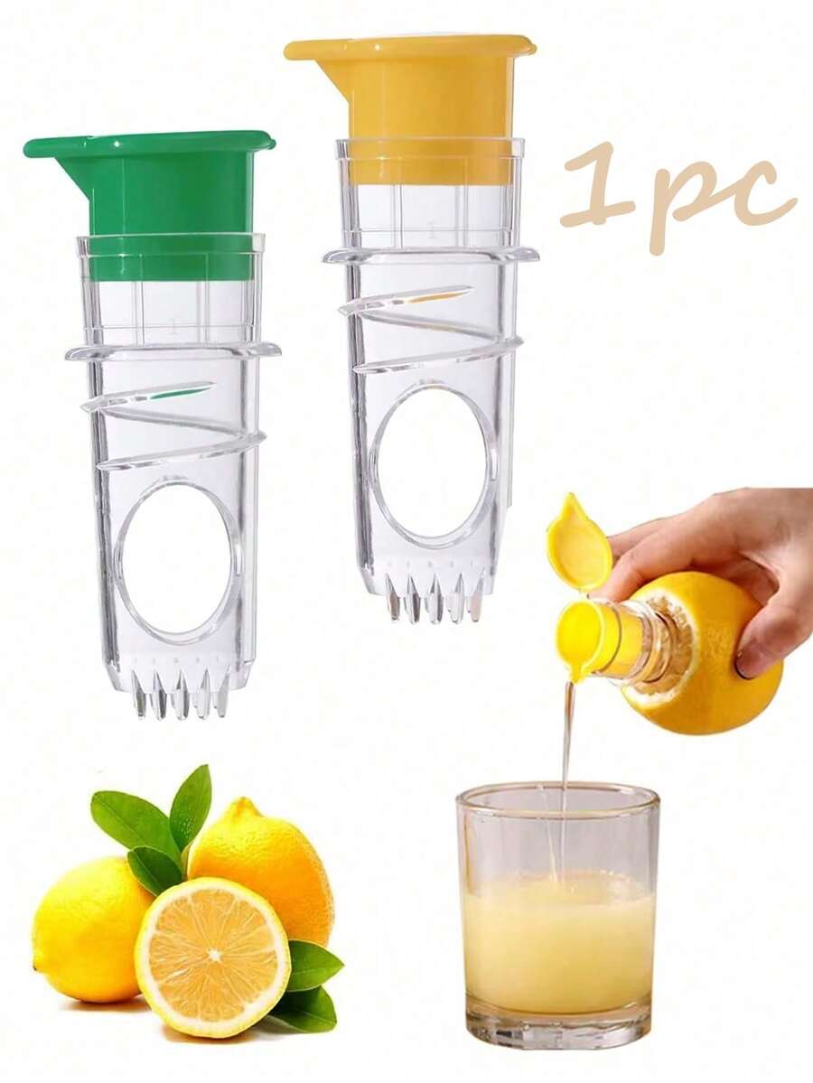 1Pc Manual Juicer Multifunctional Home Small Plastic Lemon Squeezer Orange Fruit Juice Separator Press - Juicing Tool [Green + Yellow] Manual Juicer Lemonorangejuicer Fruit Extractor Rotating Fresh Juice Filter