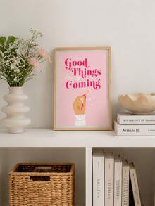 1件「Good Things Are Coming」粉色勵志語錄畫布壁飾，魔杖印花精緻裝飾海報，無框，適用於客廳、臥室與居家辦公室 - 彩色 - 查看 3