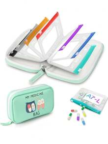 A8 Waterproof Pill Box Set, 2 Times A Day Large Capacity 7-Day Pill Organizer, With 7 Color-Coded Storage Bags, Reusable Travel Pill Box - Multicolor - View 12
