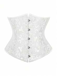 Underbust Corsets For Women,Corset Belt, Women's Floral Jacquard Lace Up Under Boob Corset Slimmer Body Shaper - 白色 - 查看 1