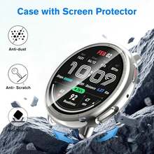 3 Paquetes Protector de Pantalla Funda Compatible con Amazit Active 2, Funda Protectora Completa con Parachoques de TPU Suave Chapado a Prueba de Arañazos, Negro/Transparente/Plata - Negro/Transparente/Plata - Ver 2