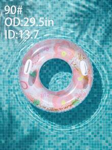 Pink Floral Print Swim Ring, Cute Glitter Pool Float With Mermaid Tail, Suitable For Adults And Children Summer Use - Multicolor - View 14