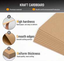 JNENERY 10 Chipboard Sheets 8.5 X 11", 22PT Book Board For Bookbinding, Cardboard For Crafts, Thick Chipboard And Sturdy Kraft Board Thin Cardboard Sheets For DIY Projects, Packaging (Kraft) - ColorA - View 2