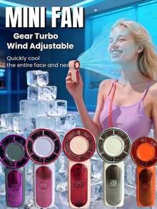 1pc Mini Handheld Fan - 4000rpm, LED Smart Display, USB Rechargeable, Mini Super Cooling Device, Turbo Fan, Suitable For Summer, Outdoor, Camping, Travel, Beach, Sports, Office, Study, Beach, Party, Makeup, Daily Use, Cooling Tool, Summer Essential - Fans - View 8