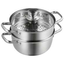 GOOGEER Stainless Steel Set Large Capacity Double-Layer Steamer, 1 Thick Steamer And 1 Heightened Steam Grid And 1 Lid, 1pc For Home Multi Functional Stainless Steel Steamer Thickened, Suitable For Multiple Stoves, For Home, Restaurant, Cooking Pot - View 1