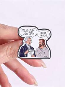 "We The People" Funny Jesus & Founding Father Enamel Pin, Unique Gift Idea, Perfect For Collectors, Durable Design, Eye-Catching Accessory - Multicolor - View 7