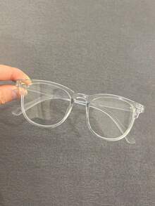 1/3 Pairs Women's Solid Color Minimalist Round Glasses, Made Of TR Material, Lightweight And Portable, Y2K Style Design, Suitable For Daily Commute, School, Gaming, Party And Other Occasions, Fashionable And Practical - Transparent - View 9