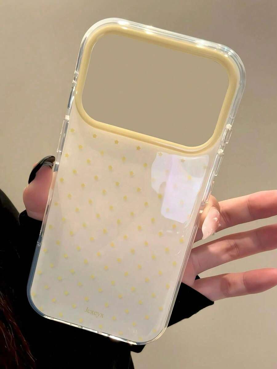 可愛粉色波點圖案亮面果凍手機殼,適用於 iPhone 18 Pro Max 17 Pro Max 16 Pro Max 17 16 15 14 13 12 Pro Max 11,可愛防震軟背蓋 - 黃色 - 查看 1