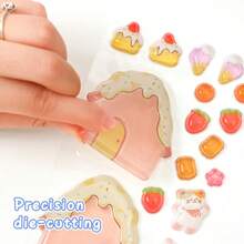 Cartoon Glow-In-The-Dark 3D Embossed Stackable Stickers, Fun Play Stickers, Embossed Stickers, Cute Girl Crystal Stickers, 4 Styles Available, Rich Material Options, Solid Phone & Water Cup Decorative Stickers - 3D Glow-in-the-dark Relief Sticker - View 8