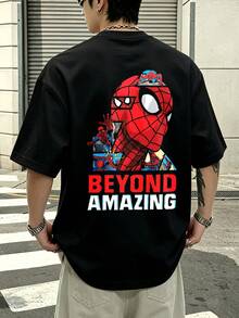 Marvel Spider-Man: Outrageously Amazing Graphic T-Shirt 100% Cotton Men's Clothing Men's T-Shirt Summer Holiday Outfits Marvel Series Gifts For Men Streetwear - 黑色 - 查看 3