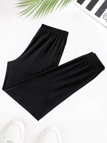 Men's High Elasticity Breathable Quick-Dry Jogging Pants, Lightweight Slim Fit Drawstring Sports Pants, Suitable For Daily And Athletic Wear - Black - View 4