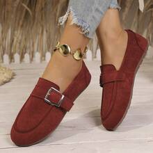 Women's Spring/Autumn New Ginkgo Color Soft Leather Upper Soft Sole Casual Bean Loafers Comfortable Commute Slip-On Flat Shoes - Burnt Orange - View 2