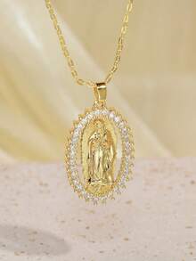 1pc Gold Pendant Necklace Suitable For Daily Wear - Gold - View 4