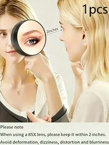 1pc Magnifying Makeup Mirror - Acne & Blackhead Removal Beauty Tool (Suction Cup Magnifier) 85X High Definition Magnifying Mirror | Portable Black Round Wall Mounted Mirror With Dual Suction Cups, Compact Design, Suitable For Women's Makeup And Grooming - Multicolor - View 1