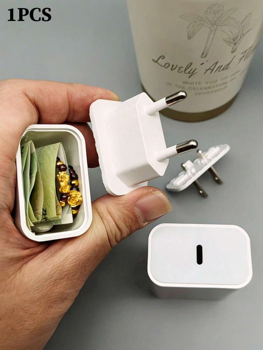 1pc Creative Charger Plug Hidden Storage Money Box - With Charging Port Decoration (No Actual Charging Function) - Can Store Cash, Cards, Keys, USB Drives, Rings, Coins, Pills, Travel Safe