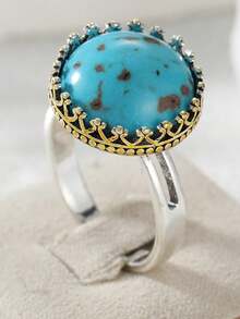 Vintage Oversized Oval Ring, Antique Finish; Bohemian Style Accessory - Two-color - View 9