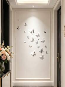 1 Set Butterfly Acrylic Combination Mirror Stickers, Extra Thick Butterfly Style, Self-Adhesive Mirror Acrylic Creative Wall Decor For Bedroom, Living Room, Bathroom, Hallway, Bathroom Wall Stickers - Butterfly - View 8