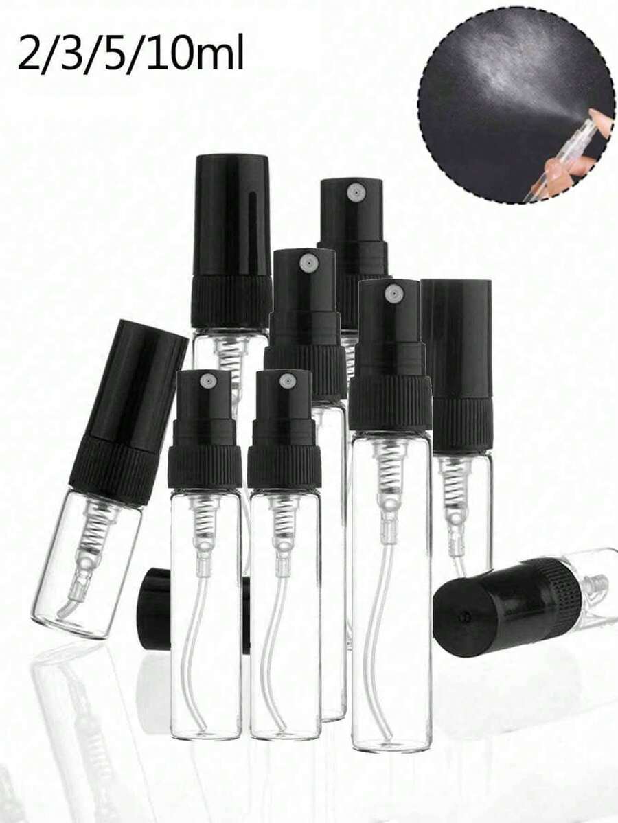 Botol Semprot Parfum Transparan Hitam Isi Ulang, Kabut Halus, Botol Semprot Parfum Mini Isi Ulang, Wadah Penyimpanan Air Esensi Kosmetik, Pengemasan Parfum, Kotak Pompa Semprot Parfum, Semprotan Parfum Saku Mini, Alat Transfer Dispenser Parfum Isi Ulang (2ml/3ml/5ml/10ml), Perlengkapan Perjalanan, Esensi Parfum