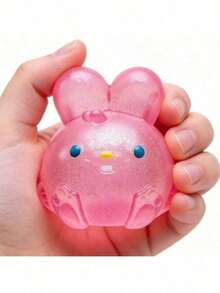 1pc Jelly Hops Glitter Bunny Squishy Toy, Soft Sensory Squeeze Fidget, Calming Glitter Rabbit Stress Relief For Adults, Cute Decompression Toy, Perfect Birthday Holiday Gift, Adult Focused Relaxing Ornament - Multicolor - View 2