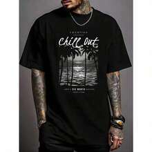 2026New Summer Collection:Men's Casual T Shirt,Printed With Letters And Cartoon Patterns,Round Neck,Short Sleeve,Emosale Women's Style,Summer T Shirt,Black Top - Black - View 12