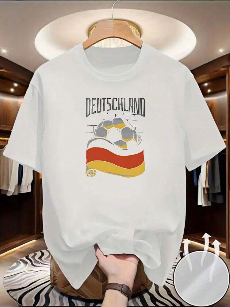 EU Popular Germany Football Style Pure White Short Sleeve Casual Tee, Trikot Fußball Deutschland, The Neighbourhood, Deutschland Trikot, Deu - 樣式1 - 查看 1