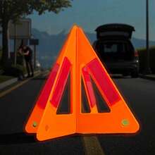 1 pieza Triángulo de advertencia reflectante plegable para el automóvil, señal de peligro de estacionamiento de emergencia en la carretera - 1 marco de advertencia de seguridad triangular - Ver 12