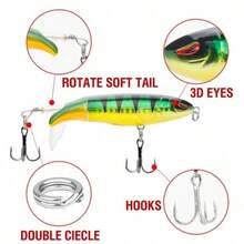 Isca de Superfície 13g, Isca de Lâmina Gigante, Isca Rígida, Isca Macia, Cauda Giratória, Equipamento de Pesca, Isca de Pesca - Vários estilos - Visão 5