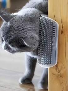 1pc Pet Corner Grooming Brush, Pet Grooming Brush, Self-Care Corner Brush, Indoor Pet Massage Tool, Ergonomic Pet Comb, Space-Saving Pet Grooming Tool, Suitable For Dehairing And Grooming - Multicolor - View 1