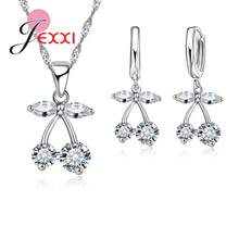 925 Sterling Silver Plating Necklace And Earring Set With Cubic Zirconia, Cross, Heart And Butterfly Design, Fashion Jewelry For Women. - 65111 - 查看 1